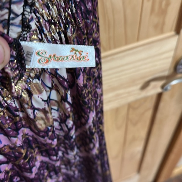 Shoreline Halterneck Purple and Gold Textured dress. - Picture 5 of 5